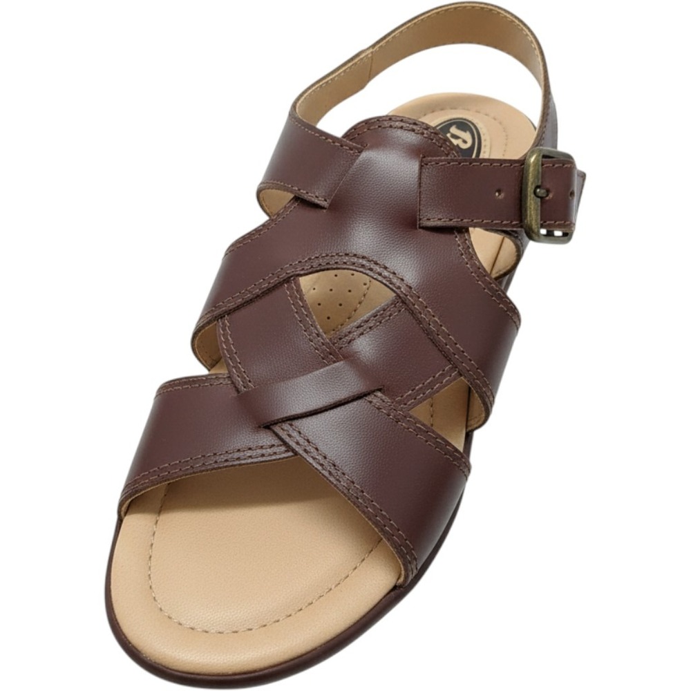 Bata Falcon Brown Leather Strappy Sandals